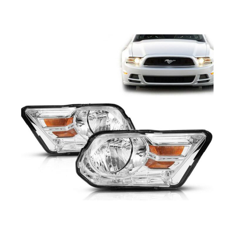 CHROME HOUSING HEADLIGHTS HEADLAMPS LEFT+ RIGHT FORD MUSTANG 10-14