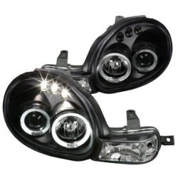 HEADLIGHTS HEAD LAMPS BLACK LED DODGE NEON 00-02